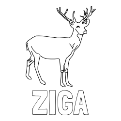 Online izdelana pobarvanka - Pobarvanka imena ŽIGA in pobarvanka preprostega jelenčka