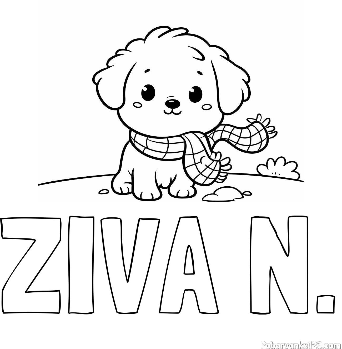 Pobarvanka imena ŽIVA N. in pobarvanka prikupnega psička