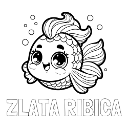 Online izdelana pobarvanka - Pobarvanka imena ZLATA RIBICA in pobarvanka ljubke pravljične ribe
