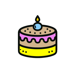 Pobarvana pobarvanka - Otroška pobarvanka majhne torte