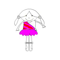 Pobarvana pobarvanka - Otroška pobarvanka nasmejane baletke