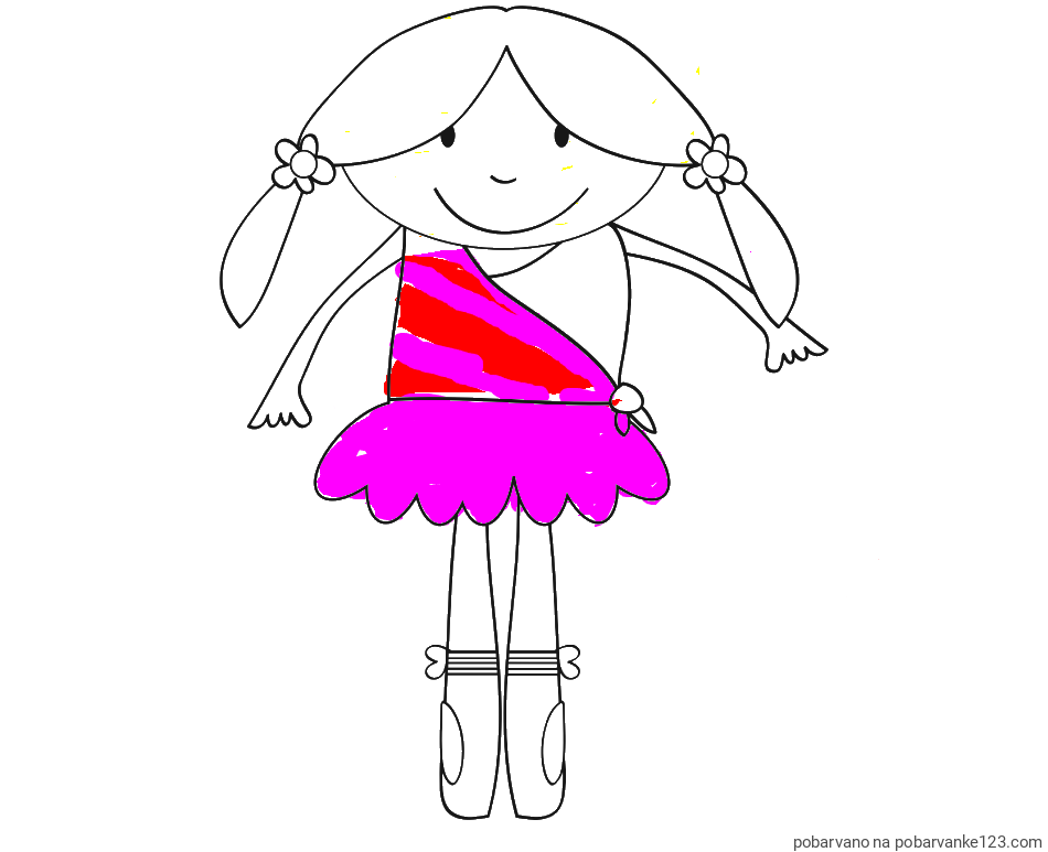 POBARVANA POBARVANKA - Otroška pobarvanka nasmejane baletke