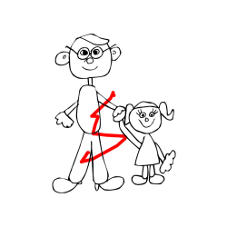 Pobarvana pobarvanka - Otroška pobarvanka očeta in hčerke