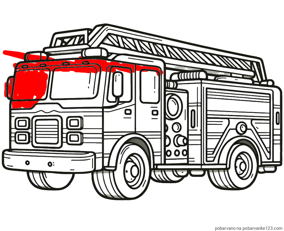 POBARVANA POBARVANKA - Pobarvanka gasilskega avta z veliko podrobnostmi