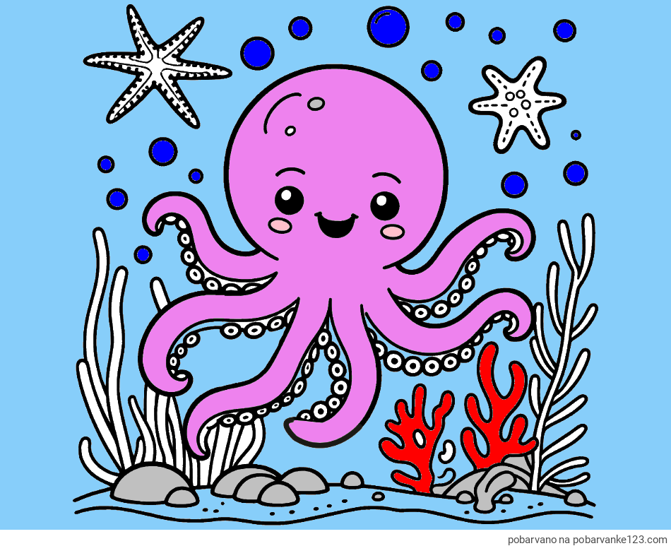 POBARVANA POBARVANKA - Pobarvanka hobotnice