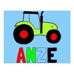 Pobarvana pobarvanka - Pobarvanka imena ANŽE in otroška pobarvanka traktorja