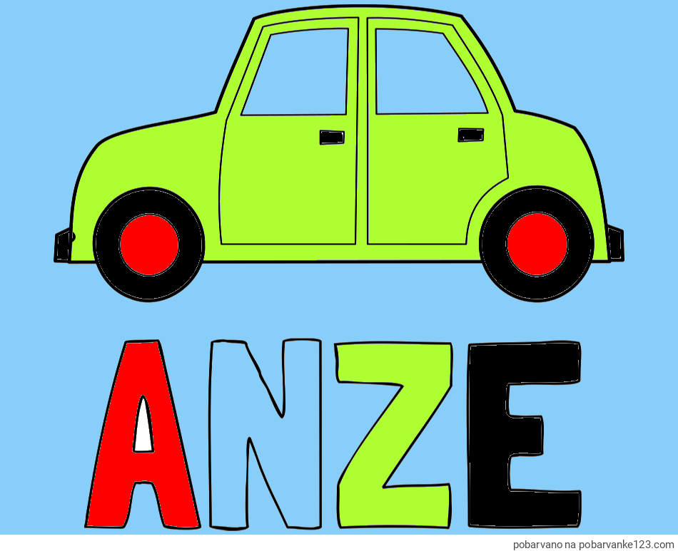 POBARVANA POBARVANKA - Pobarvanka imena ANŽE in pobarvanka avta