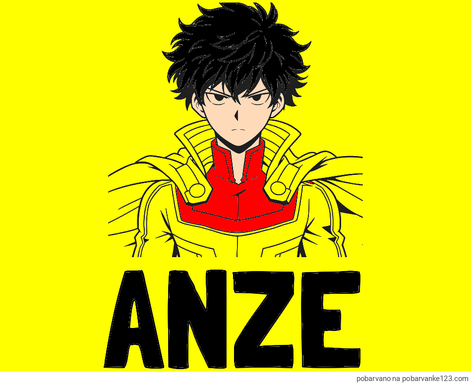 POBARVANA POBARVANKA - Pobarvanka imena ANZE in pobarvanka junaka v anime slogu
