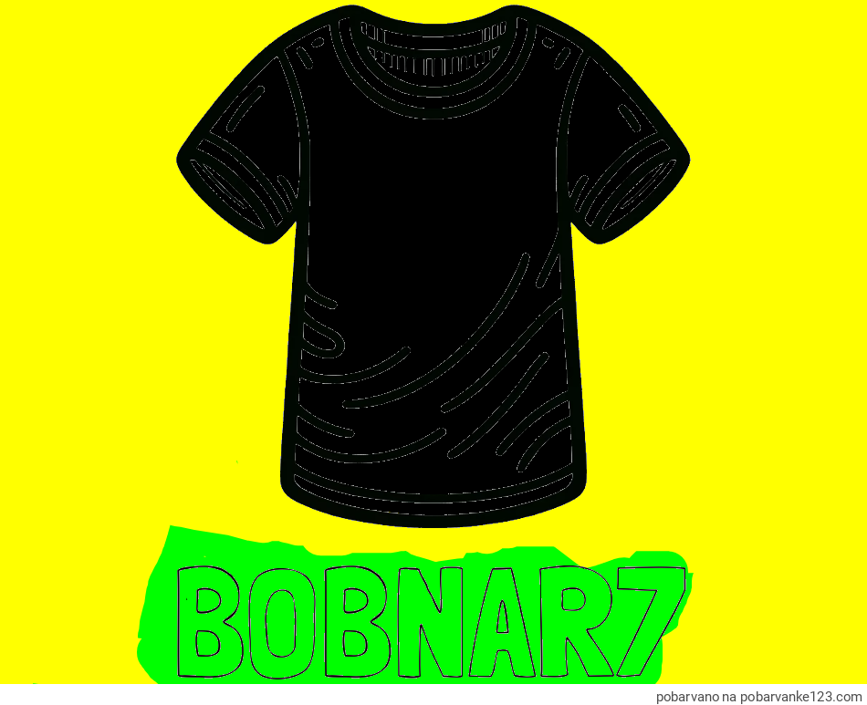 POBARVANA POBARVANKA - Pobarvanka imena BOBNAR7 in otroška pobarvanka kratke majice