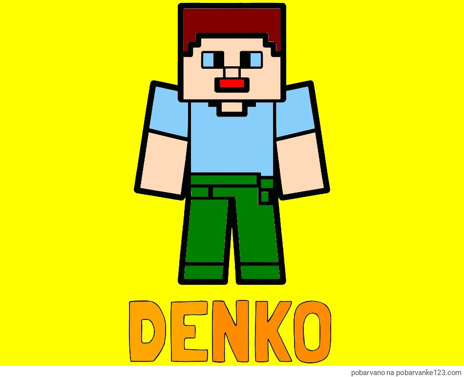 POBARVANA POBARVANKA - Pobarvanka imena DENKO in pobarvanka Minecraft figurice