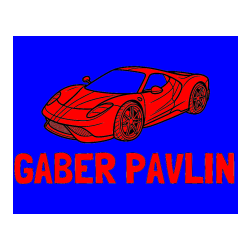 Pobarvana pobarvanka - Pobarvanka imena GABER PAVLIN in pobarvanka dirkalnega avtomobila