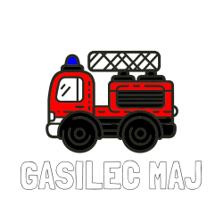 Pobarvana pobarvanka - Pobarvanka imena GASILEC MAJ in pobarvanka gasilski avto
