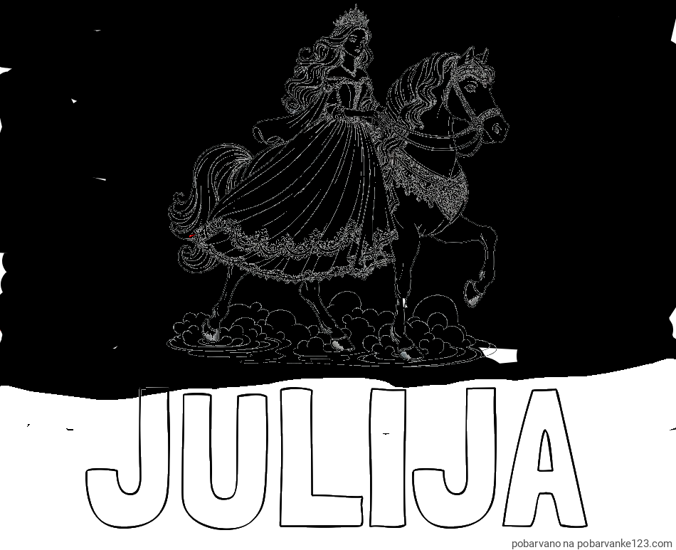 POBARVANA POBARVANKA - Pobarvanka imena JULIJA in pobarvanka princese na konju