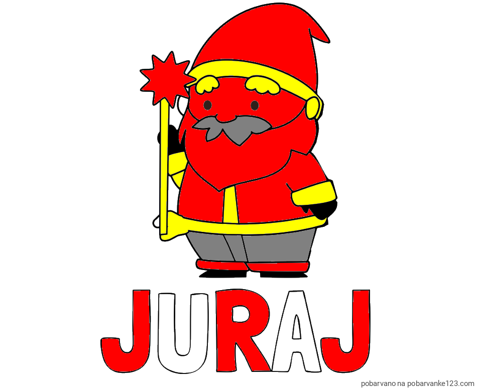 POBARVANA POBARVANKA - Pobarvanka imena JURAJ in dedek Mraz