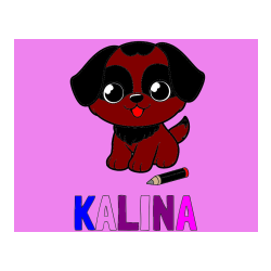 Pobarvana pobarvanka - Pobarvanka imena KALINA in pobarvanka prikupnega kužka