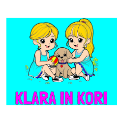 Pobarvana pobarvanka - Pobarvanka imena KLARA IN KORI in pobarvanka prijateljic s kužkom