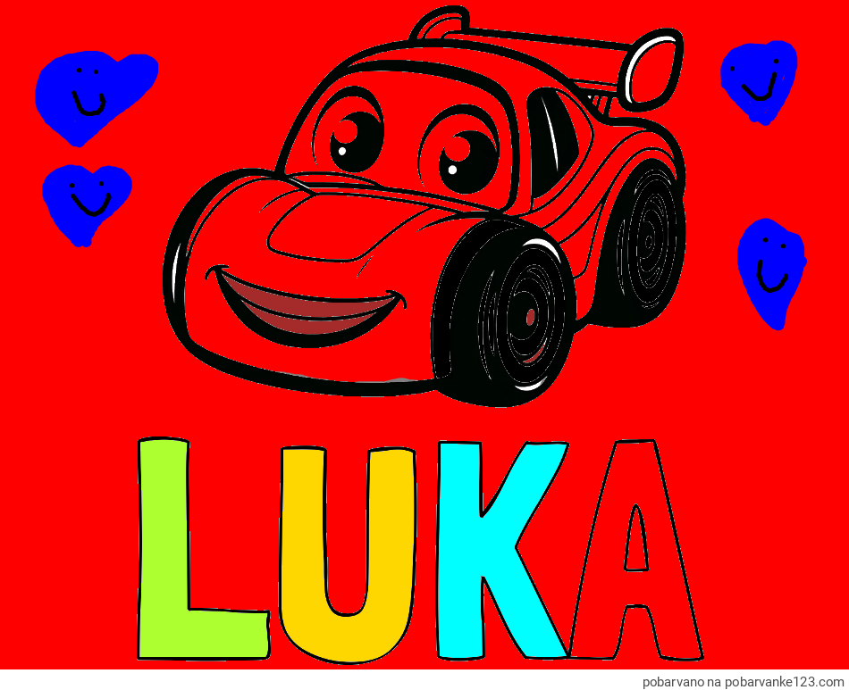 POBARVANA POBARVANKA - Pobarvanka imena LUKA in pobarvanka otroškega avtomobila
