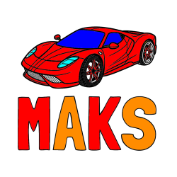 Pobarvana pobarvanka - Pobarvanka imena MAKS in pobarvanka dirkalnega avtomobila