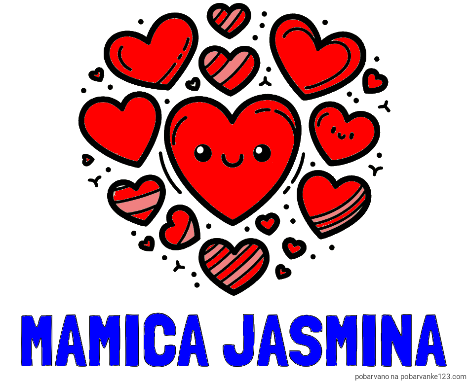 POBARVANA POBARVANKA - Pobarvanka imena MAMICA JASMINA in pobarvanka srčkov