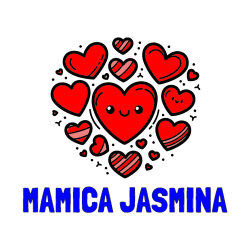 Pobarvana pobarvanka - Pobarvanka imena MAMICA JASMINA in pobarvanka srčkov
