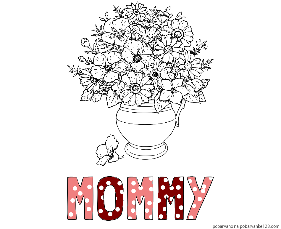 POBARVANA POBARVANKA - Pobarvanka imena MOMMY in pobarvanka cvetja v vazi