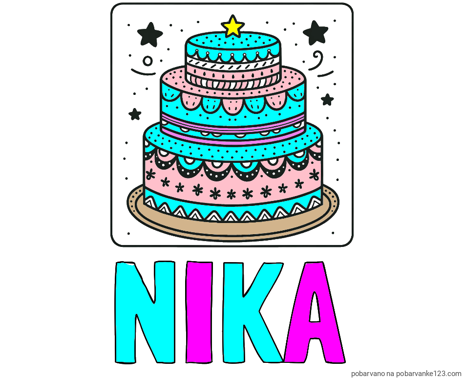 POBARVANA POBARVANKA - Pobarvanka imena NIKA in pobarvanka slastne torte