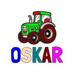 Pobarvana pobarvanka - Pobarvanka imena OSKAR in pobarvanka čudovitega traktorja