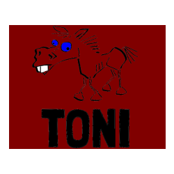 Pobarvana pobarvanka - Pobarvanka imena TONI in pobarvanka smešni konj