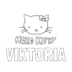 Pobarvana pobarvanka - Pobarvanka imena VIKTORIA in pobarvanka ljubke mucke Hello Kitty