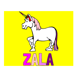 Pobarvana pobarvanka - Pobarvanka imena ZALA in pobarvanka veselega samoroga