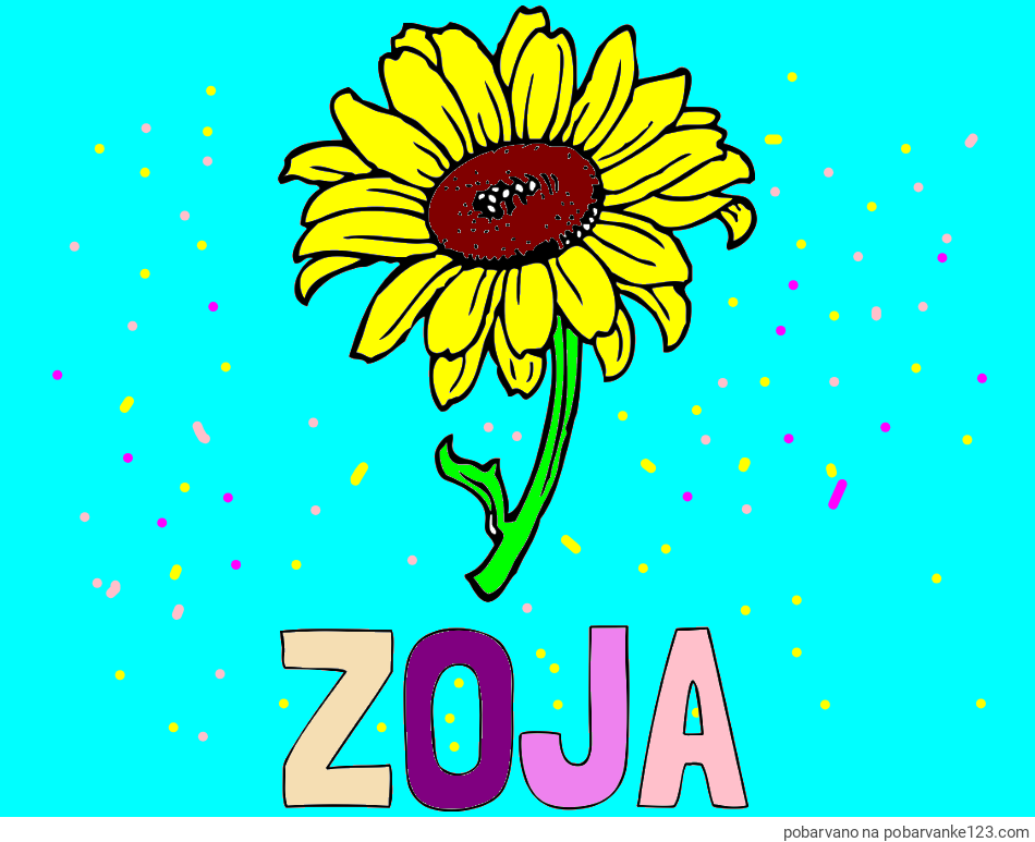 POBARVANA POBARVANKA - Pobarvanka imena ZOJA in pobarvanka lepe sončnice