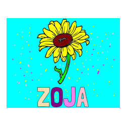 Pobarvana pobarvanka - Pobarvanka imena ZOJA in pobarvanka lepe sončnice