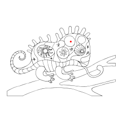 Pobarvana pobarvanka - Pobarvanka kameleona  mandale