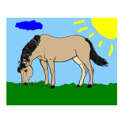 Pobarvana pobarvanka - Pobarvanka konja med pašo