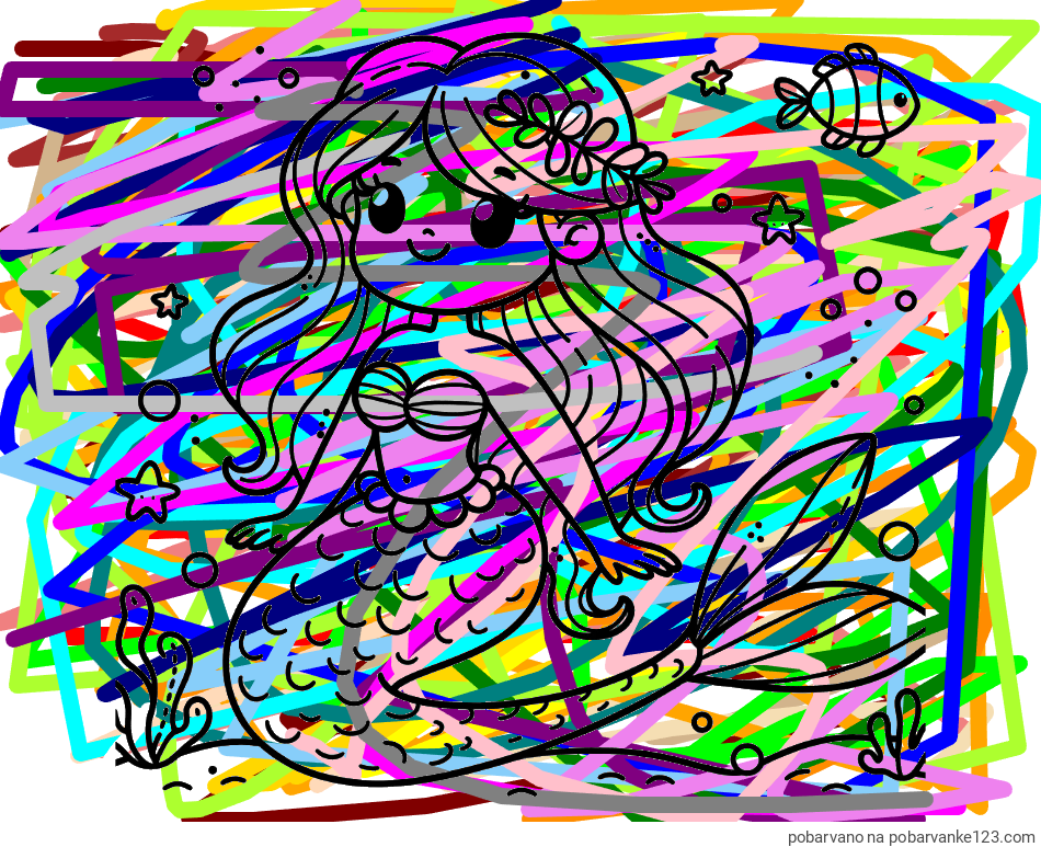 POBARVANA POBARVANKA - Pobarvanka ljubke morske deklice v morju