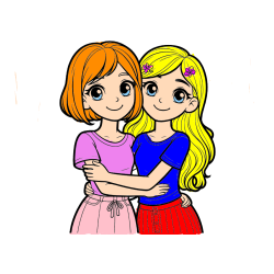 Pobarvana pobarvanka - Pobarvanka ljubkih prijateljic