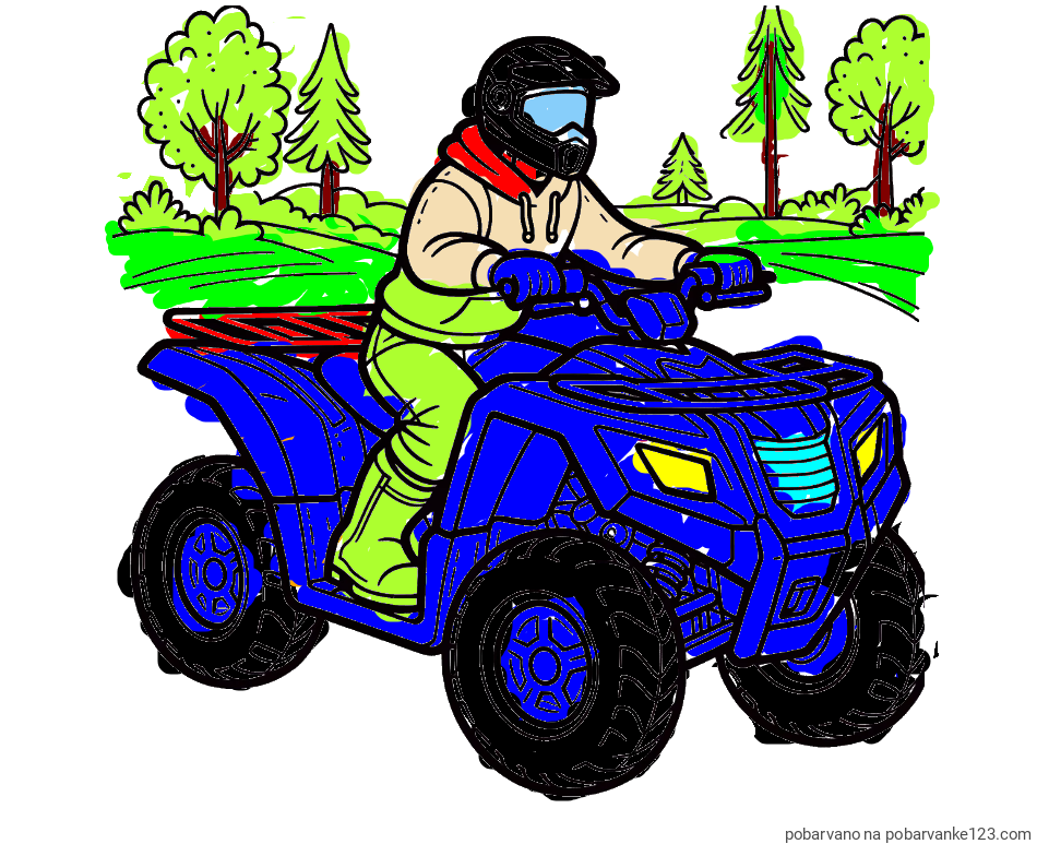 POBARVANA POBARVANKA - Pobarvanka motorista na štirikolesniku