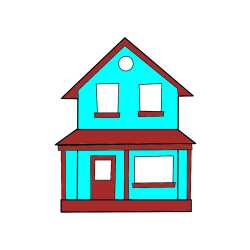 Pobarvana pobarvanka - Pobarvanka preproste hiše