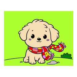 Pobarvana pobarvanka - Pobarvanka prikupnega psička