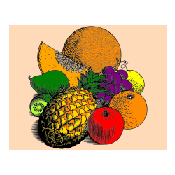 Pobarvana pobarvanka - Pobarvanka sadja (ananas, melona, jabolka, kivi, grozdje, pomaranča...)