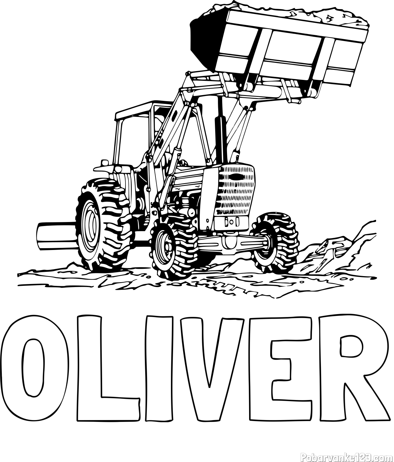 Pobarvanka imena 0LIVER in pobarvanka traktorja