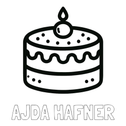 Online izdelana pobarvanka - Pobarvanka imena AJDA HAFNER in otroška pobarvanka majhne torte