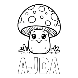 Online izdelana pobarvanka - Pobarvanka imena AJDA in pobarvanka ljubke gobe