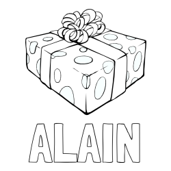 Online izdelana pobarvanka - Pobarvanka imena ALAIN in božično darilo