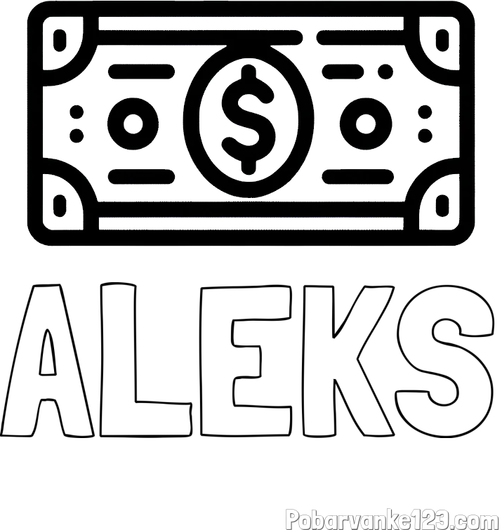 Pobarvanka imena ALEKS in otroška pobarvanka bankovca
