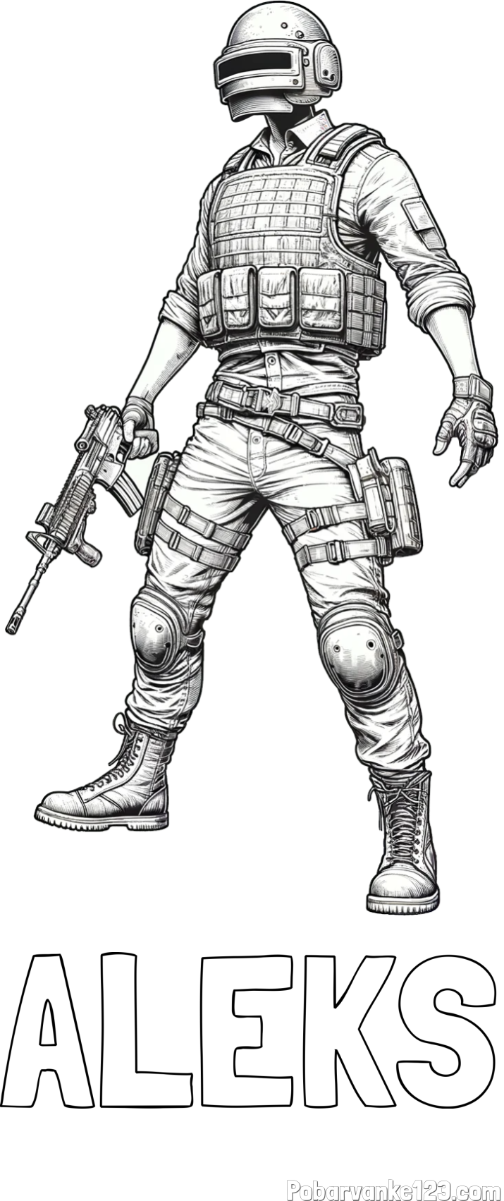 Pobarvanka imena ALEKS in pobarvanka PUBG glavnega junaka