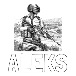 Online izdelana pobarvanka - Pobarvanka imena ALEKS in PUBG pobarvanka za starejše