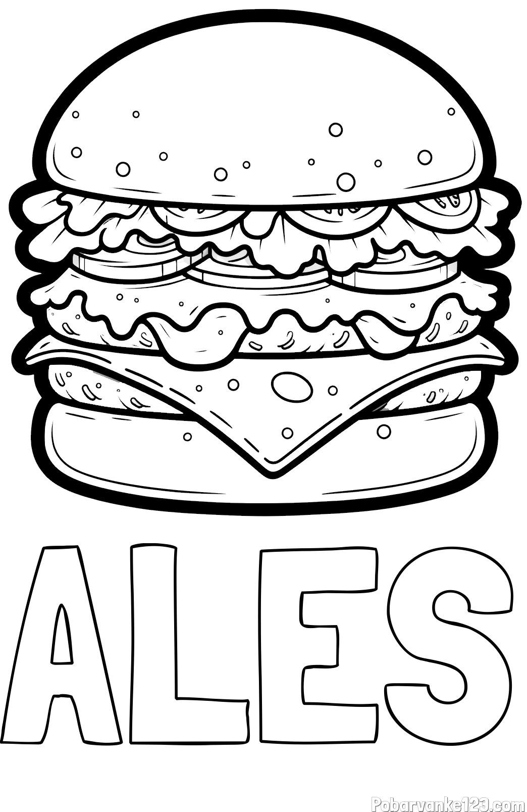 Pobarvanka imena ALEŠ in pobarvanka hamburger