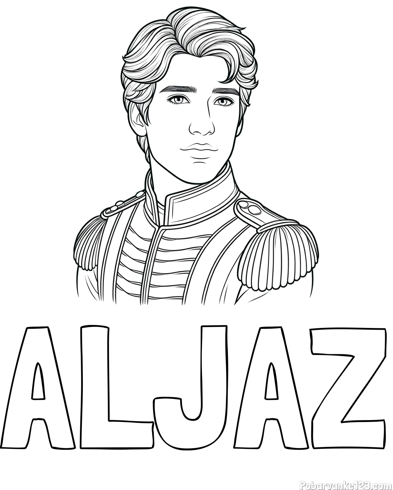 Pobarvanka imena ALJAŽ in pobarvanka princa