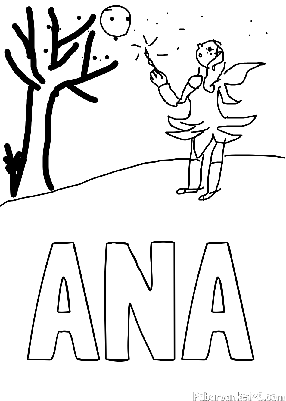 Pobarvanka imena ANA in mavrična vila